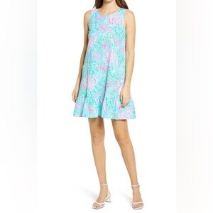 Lilly Pulitzer Kristen Flounce Dress Amalfi Blue Best Fishes Size Medium NWT
